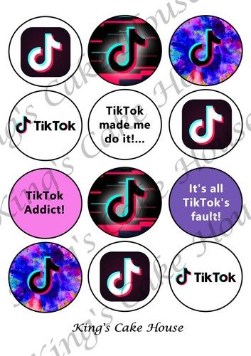 Tik Tok Cupcake Toppers Edible Icing Sheet Birthday Tik Tok Ebay