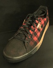 puma clyde red buffalo plaid
