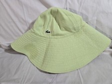 Lacoste Lime Green White Terry Cloth Reversible Bucket Crusher Hat 