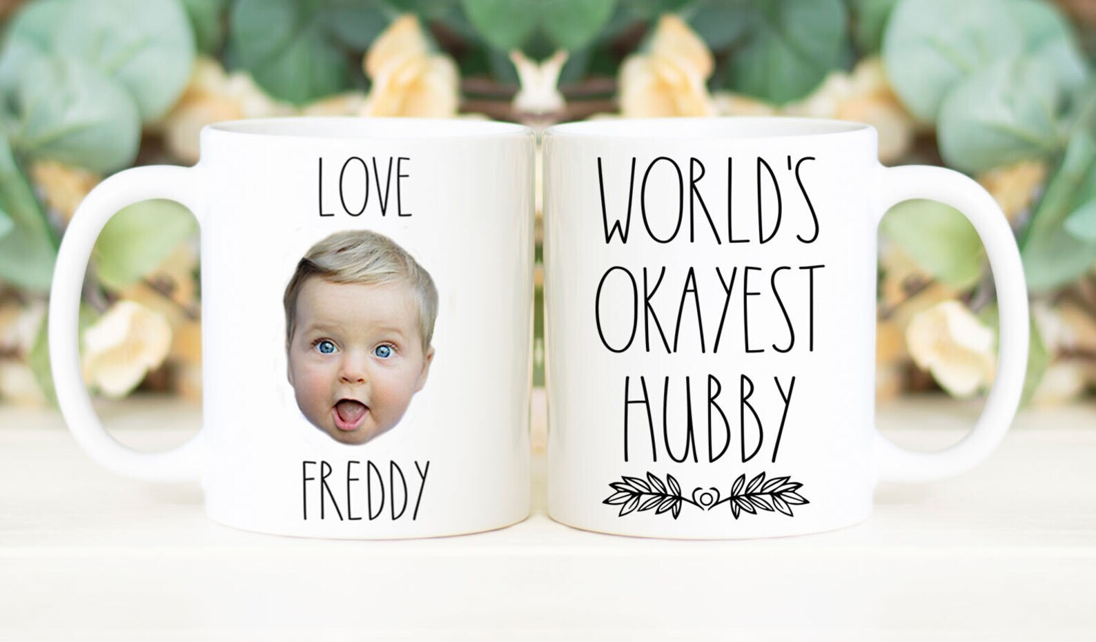 World's Okayest Hubby Coffee Mug Father's Day Gift Personalized With Photo Of