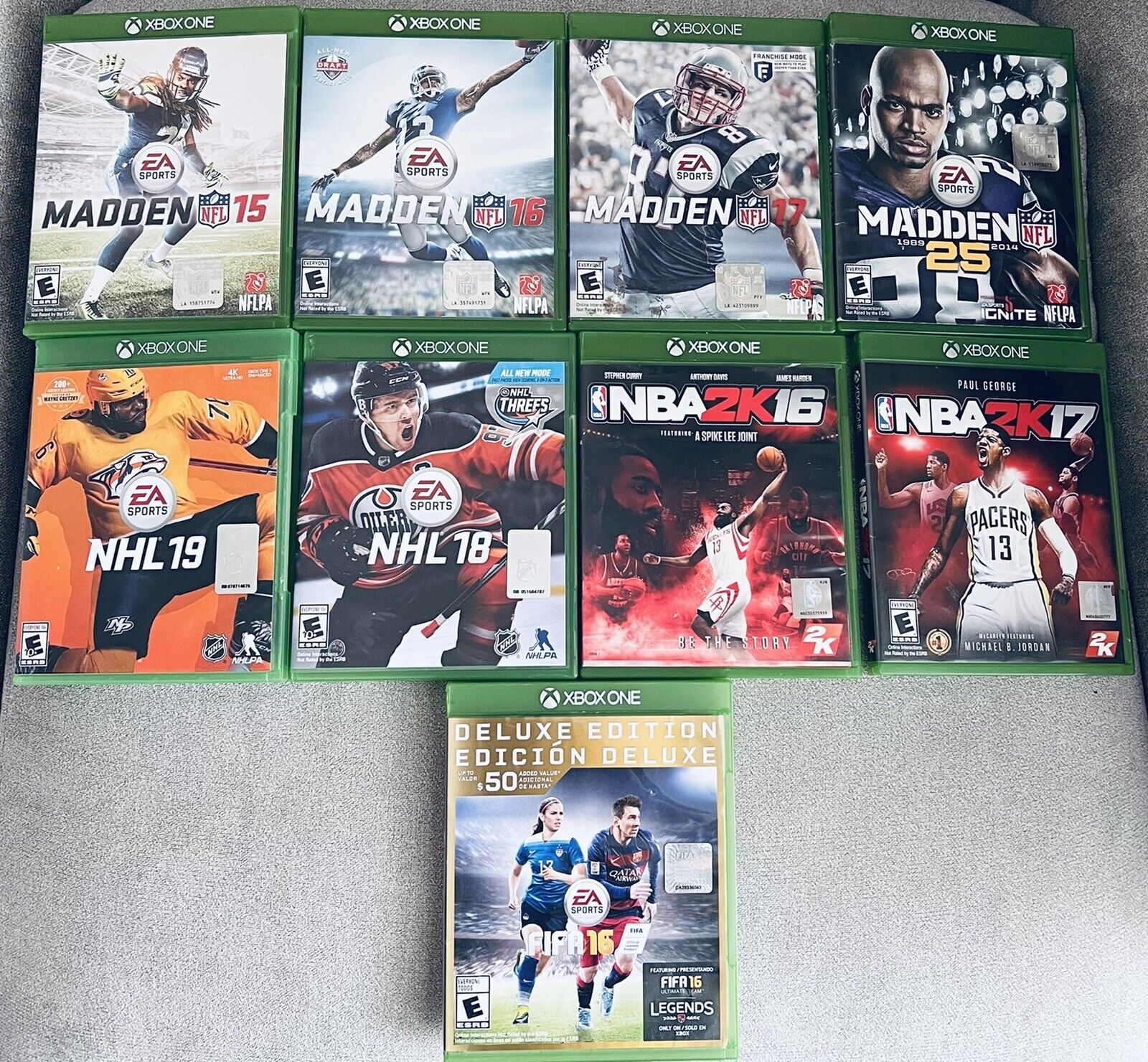 Lot of 4 Games FIFA / Madden / NBA 2K / NHL 18 Standard Microsoft Xbox One