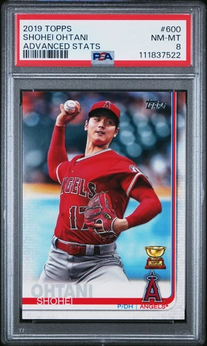 PSA 8 nm-mint 2019 TOPPS #600 SHOHEI OHTANI ADVANCED STATS 54/150 made Dodgers