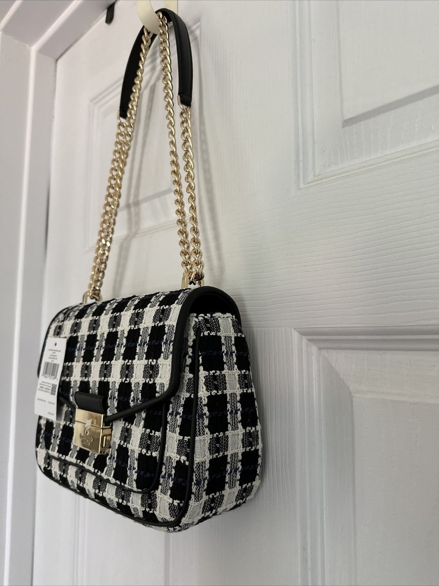 KATE SPADE Corey Check Tweed Fabric Small Carey Shoulder Bag