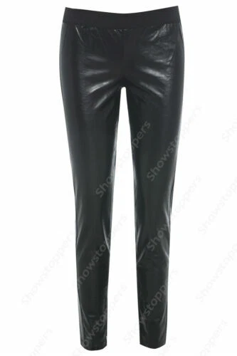 Pantalones de mujer negro de piel sintética