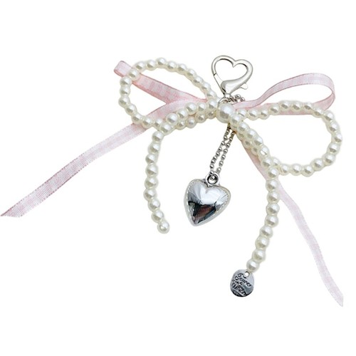 Lovely Pearl Ribbon Bowknot Keychain for Women s Handbag Bag Pendant Decoration - Zdjęcie 5 z 10