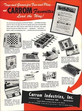 1949 Paper AD Carrom Toy Game Nok Hockey Board Foosball Radio City