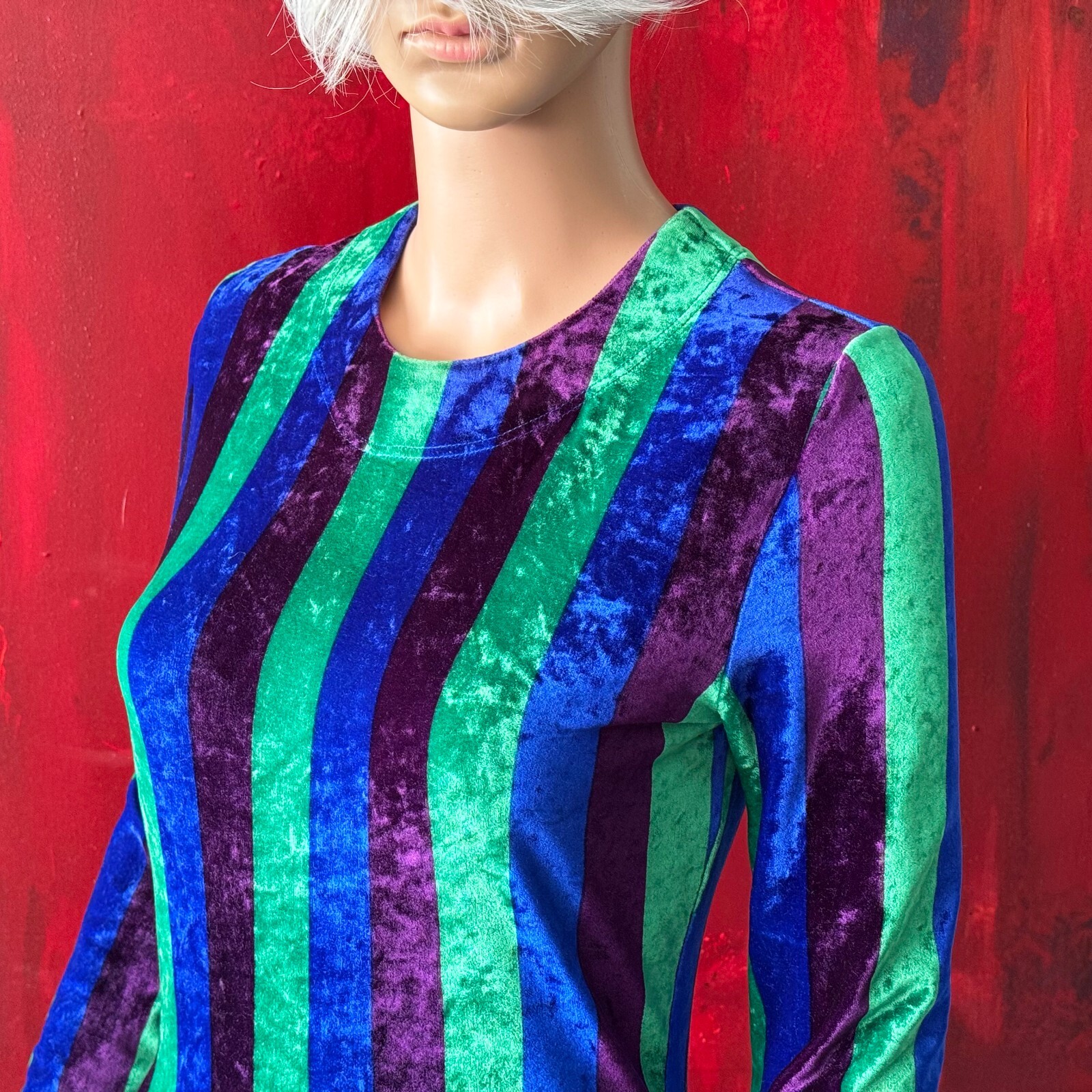 1993 GIANNI VERSACE ISTANTE evening gown dress, striped velvet, stretch, size 42 image 3