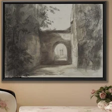 Vintage Archway Sketch Wall Art Rustic Decor Printable Landscape Artwork Framed