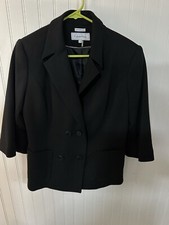 Calvin Klein Women's Stretch Double Breasted 3/4 Sleeve Black Blazer Size 8