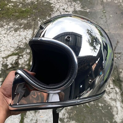 NEW! VINTAGE CUSTOM HELMET DRACO LIL THUNDER CHROME MIRROR CAFE RACER  MOTORCYCLE
