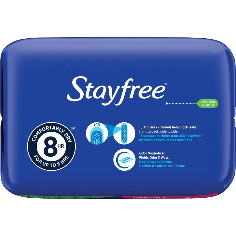 Maxi almohadillas Stayfree para mujer, absorción súper protección - 66 unidades Foto 4 de 4