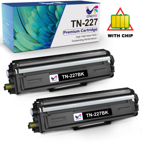 2X TN227 BK Toner High Yield For Brother MFC-L3770CDW HL-L3270CDW HL-L3290CDW