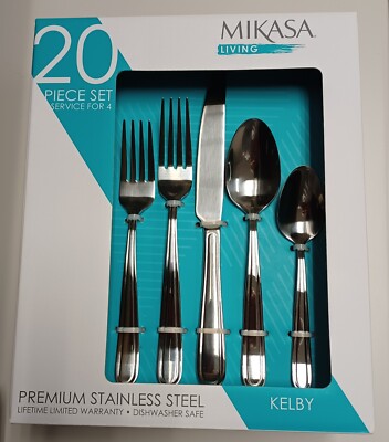 Mikasa Living Kelby Premium Stainless Steel Flatware Set 20pcs 