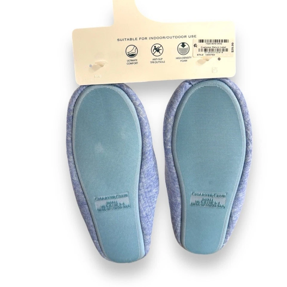 Zapatillas Charter Club para mujer Pointelle punta cerrada interior exterior azul talla 5 6 Foto 2 de 2