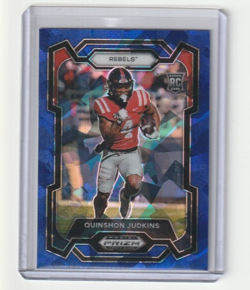 2024 Panini Prizm Draft Picks Quinshon Judkins Blue Cracked Ice Rookie 13/99