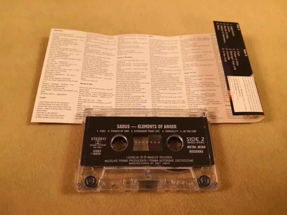 Sadus - Element of Anger MC cassette Slayer Sodom Exodus Whiplash Bloodfeast - Image 4 of 4