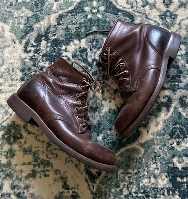 Vintage LL Bean x Chippewa Katahdin Iron Works Boots Sz 9 D Burgundy Leather USA