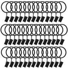 40 Pack Black Curtain Rings with Clips,1.26 inch 1.26 Inch-40Pack,