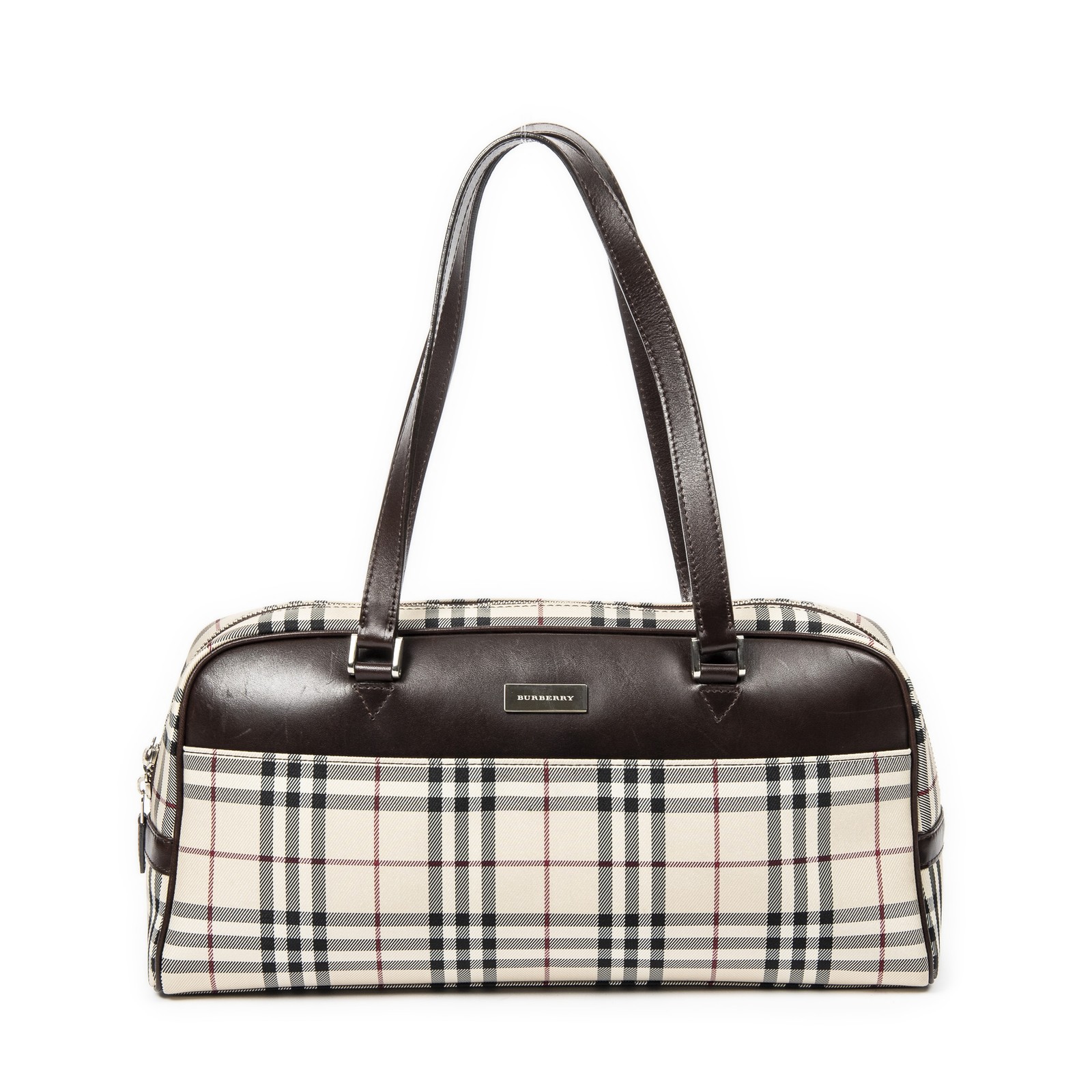 Burberry Beige/Dark Brown Rectangular Bowler Shou… - image 1