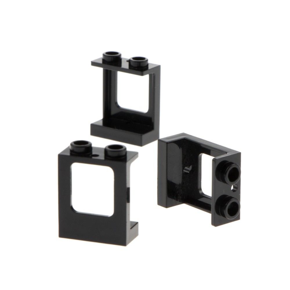 3x Lego Window Frame 1x2x2 Black without Glass Plane 4539128 60032