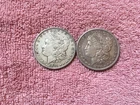 MORGAN SILVER DOLLAR COINS.  LOT OF 2 CIRCULATED   PRE. 1921 LOT # 5