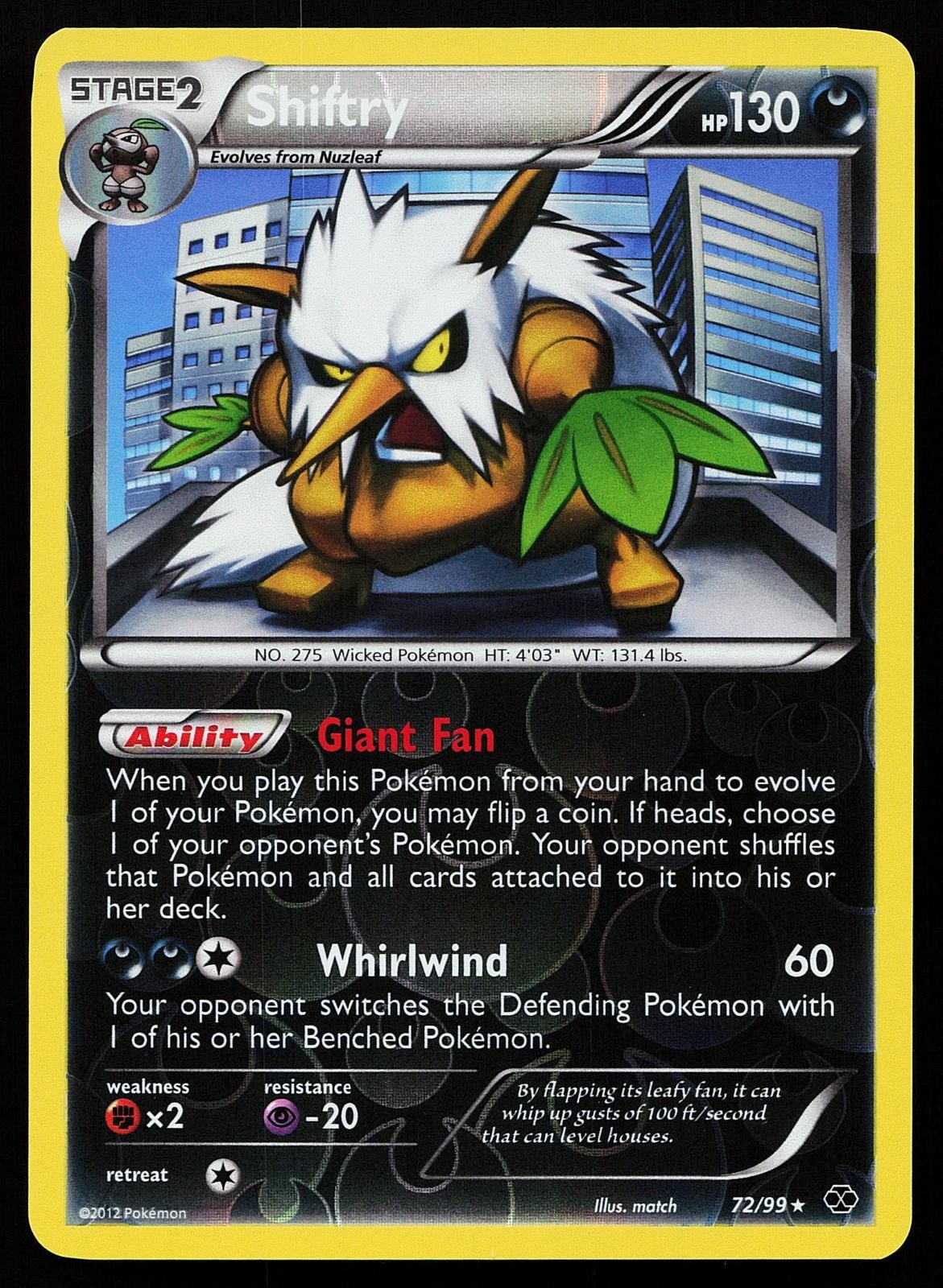 Shiftry 72/99 Reverse Holo Rare Next Destinies Pokemon Card