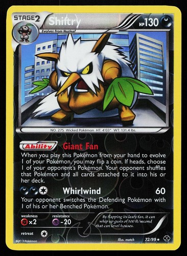 Shiftry 72/99 Reverse Holo Rare Next Destinies Pokemon Card