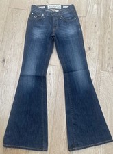 Y2K Women  s Luxury JACOB COHEN Tailored Flared Jeans. 26  X 33   Dark Blue/black