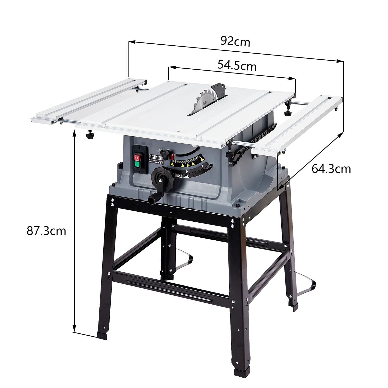 10 Inch Portable Benchtop Table Saw 15 Amp 5000RPM 90&deg; Cross Cut 0-45&deg; Bevel Cut