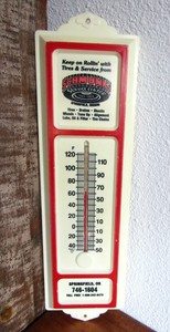 Vintage Plastic Wall Hung Thermometer Schmunks Service Center Made In USA