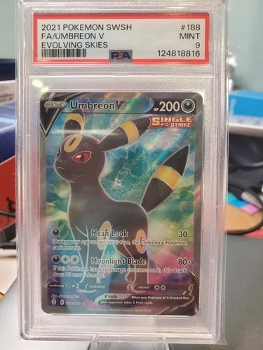 Umbreon V 188/203 Evolving Skies Full Art Rare PSA 9 Mint Pokemon Card