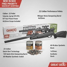 Gamo Swarm Whisper .22 Cal 10-Shot Air Rifle IGT Gas Piston Scope Hunt Pellet