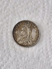 1887 Queen Victoria Jubilee Head Silver 1 Florin Coin