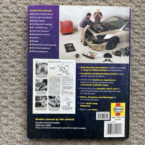 Haynes 2003-2007 Honda Accord Repair Manual # 42015 - Picture 2 of 3