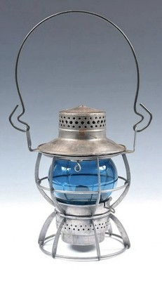 Antique Dressel Arlington NJ Railroad Lantern w/ Blue Globe Early Antique Dressel Arlington NJ Railroad Lantern w/ Blue Globe Early