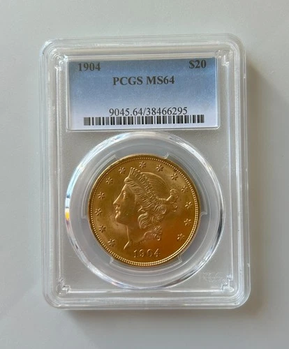 1904 $20 Liberty Head Gold Double Eagle Coin PCGS MS64