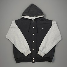 Vintage Champion Snap Hoodie Men’s XL 2 Tone Reverse Weave 90s Pointed Hood Rare