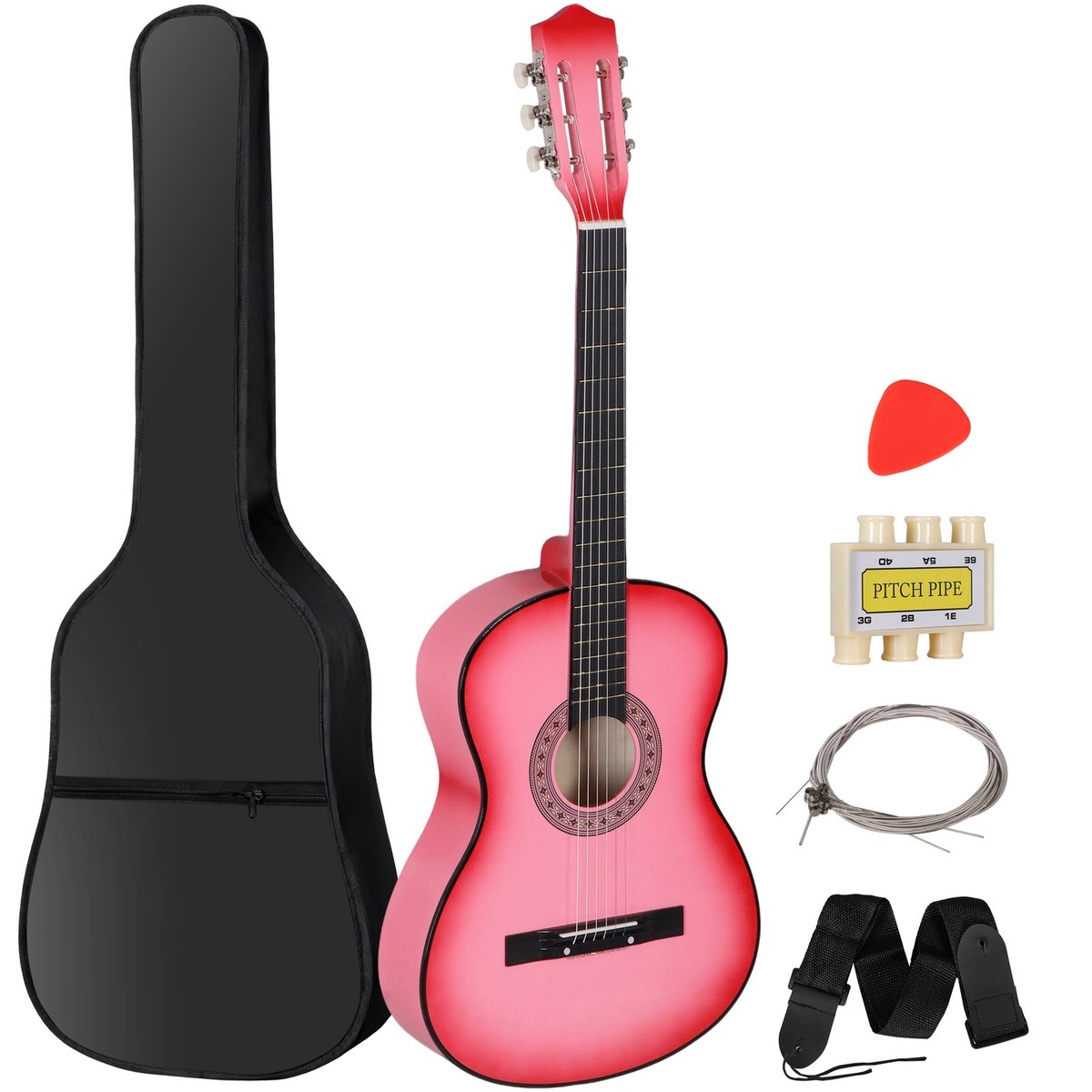 38-inch Beginner Acoustic Guitar Basic Starter Kit w/Gig Bag