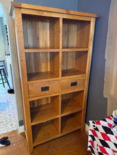 Freestanding oak Bookcase Brown, 6 Shelves, 2 Drawers, 180x100x40cm