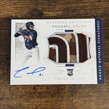 2018 Panini National Treasures #62 Franmil Reyes #/10 Rookie Material Signatures