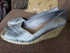 Ralph Lauren Cecilia Silver Silk Wedges Espadrilles 10B Peep Toe Slip Ons  — photo 2