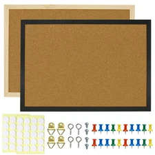 2 Pcs Cork Board 17.7''x13.3'' Bulletin Board Black Framed Corkboards for Wal...