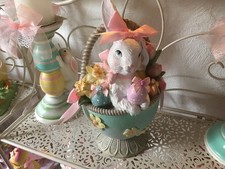 Deko Ostern Figur Häschen Körbchen Blumen Eier Schleifchen Landhaus NEU
