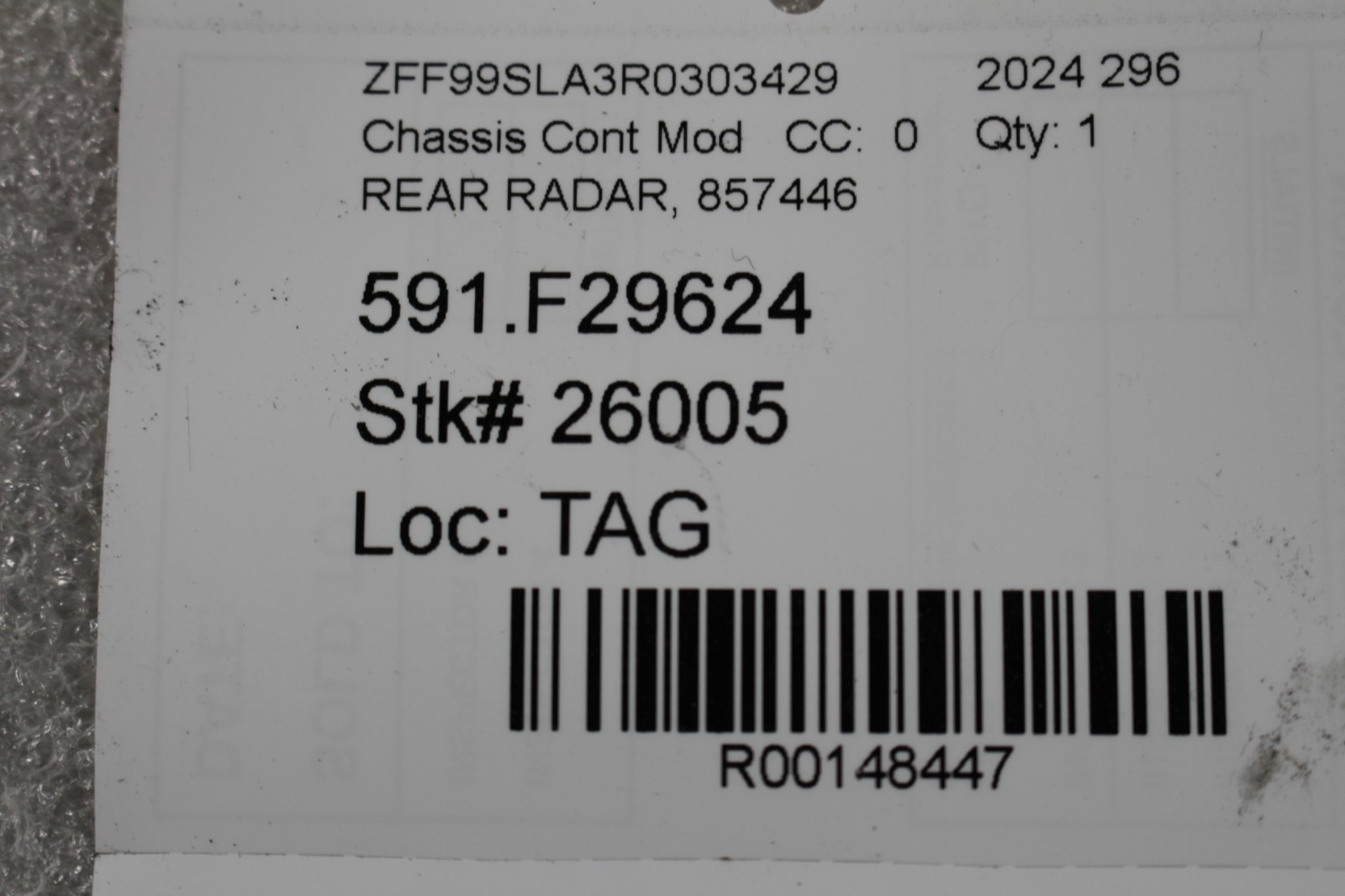 Ferrari 296 GTB Rear Radar sensor P/N 857446