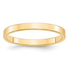 14k Yellow Gold 2.5mm Lightweight Flat Wedding Band Ring Size 6