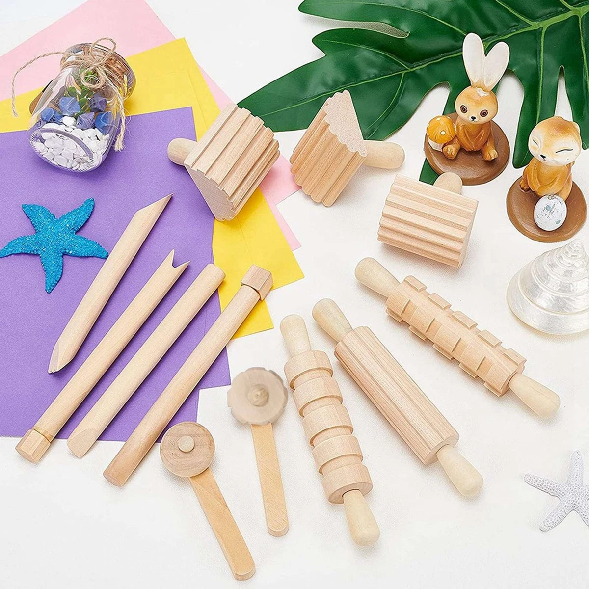 12Pcs Clay and Dough Tools Play Accessories Includes Rollers Hammer Party2373