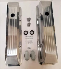 Chevy 350 Tall Ball Mill Chrome Aluminum Recessed Valve Covers Retro SBC 305 400