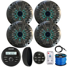 Kicker Receiver, Cover,  Remote Controller, 4x 6.5" 195W Speaker, Grille, Wire