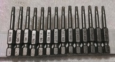14PC TORX BIT T-15 ×1/4''HEX ×2'' LONG SET