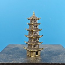 Brass Mini Pagoda Figurine Rockery Bonsai Fish Tank Sand Table Landscape Decor